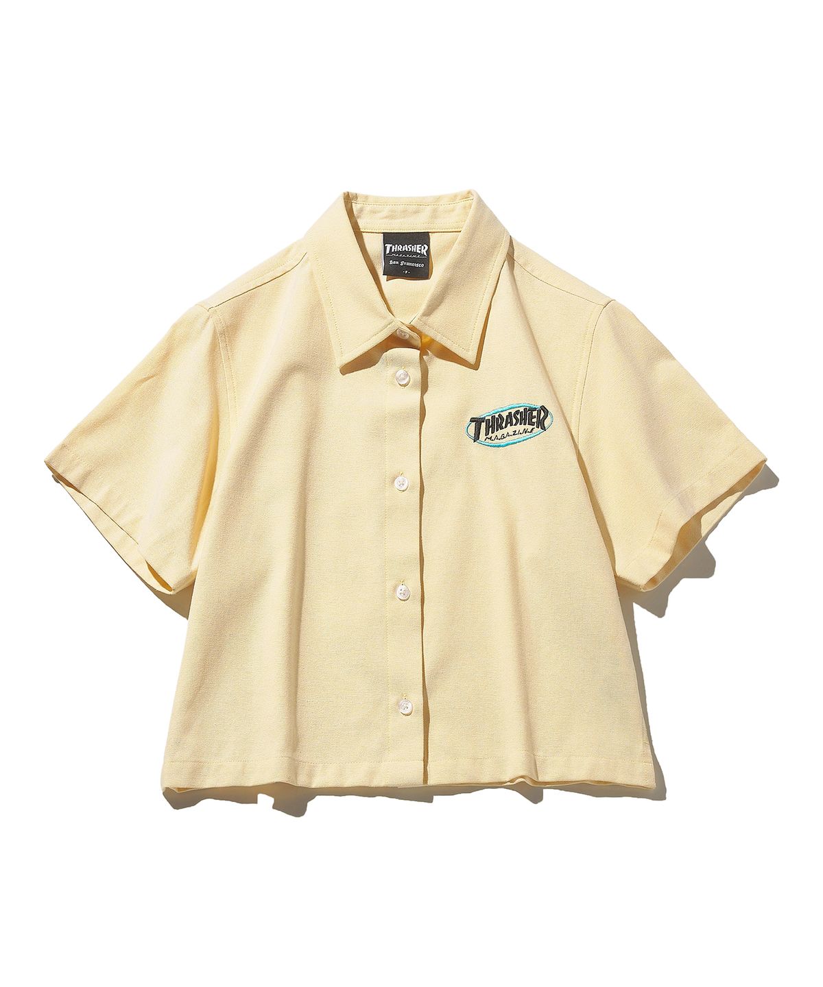 트레셔(THRASHER) 우먼스 옥스포드 크롭 하프 셔츠 옐로우