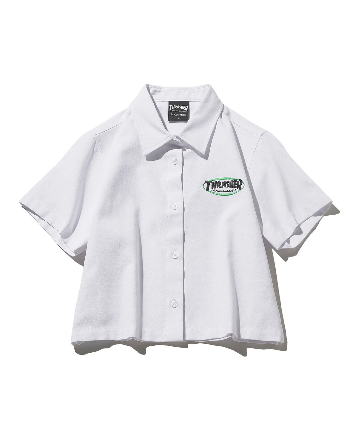트레셔(THRASHER) 우먼스 옥스포드 크롭 하프 셔츠 화이트