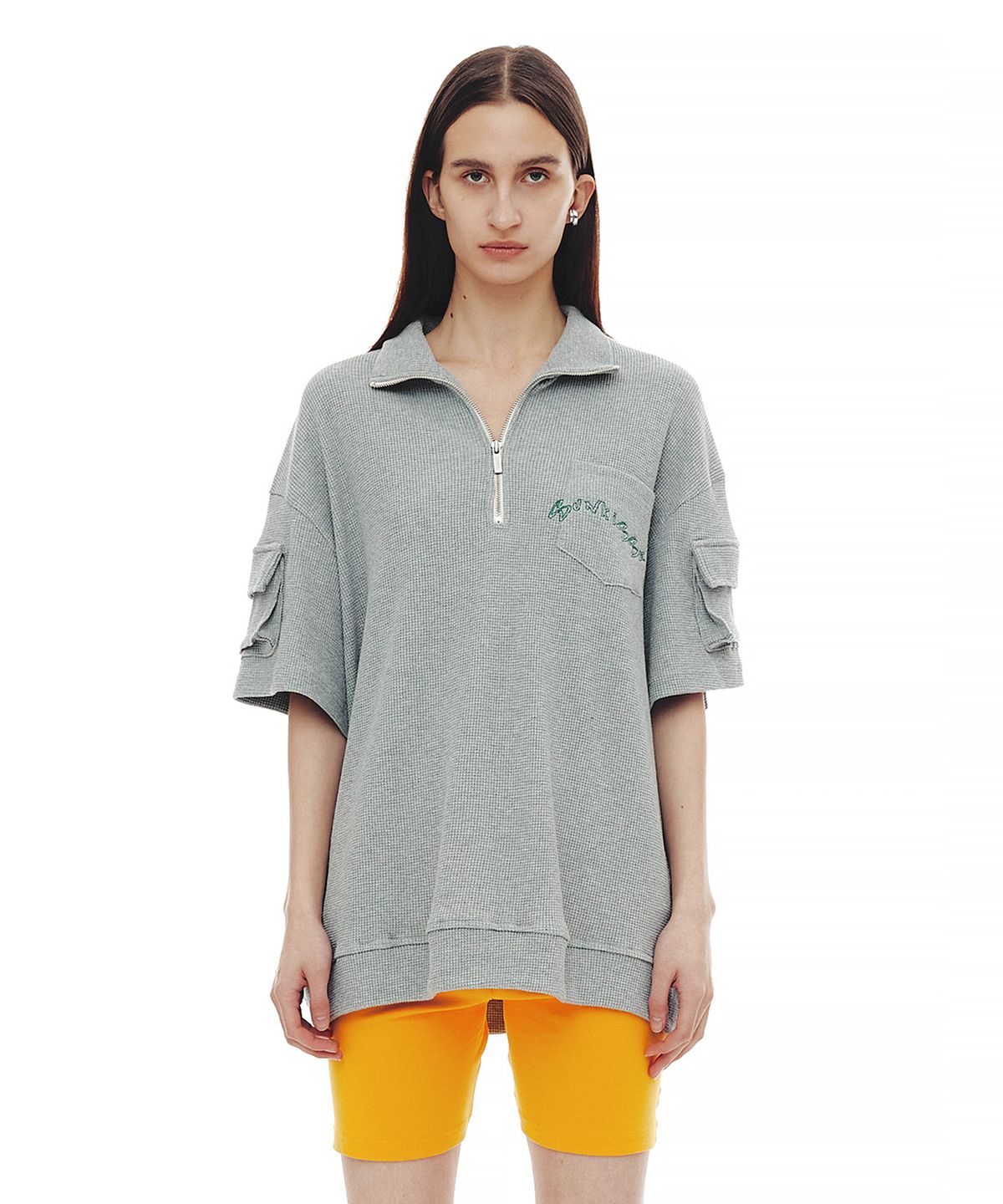 세릭(CERRIC) WAFFLE POCKET HALF ZIP UP / GREY