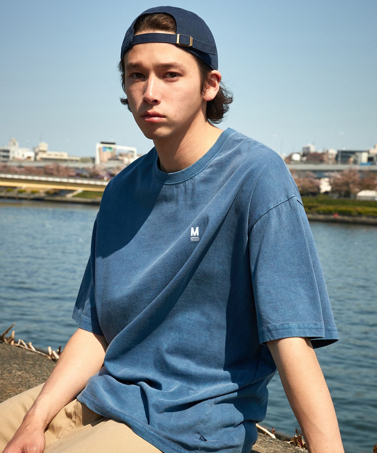 미니멀프로젝트(MINIMALPROJECT) 피그먼트 스몰로고 오버핏 반팔티셔츠 MST145 [NAVY]