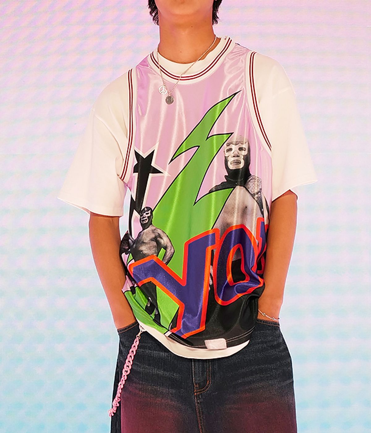 유쓰배쓰(YOUTHBATH) OVERFIT BASKETBALL JERSEY_PINK