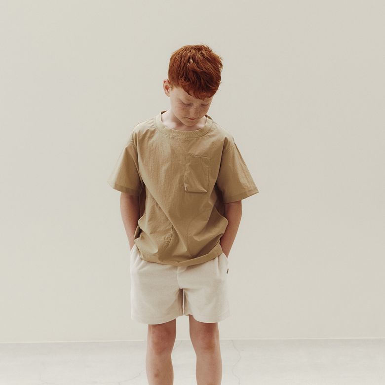 02 우븐 포켓 하프 T_베이지