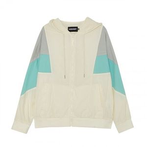 공용) 후드 절개 배색 바람막이 점퍼 _AM2WWU441-IV