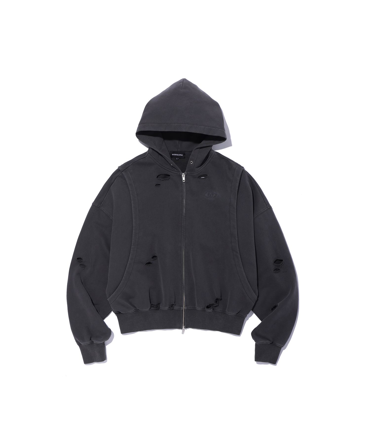WOOALONG◆Track logo pigment washing hood zip-up MUSINSA | WOOALONG Track logo pigment washing hood zip-up
