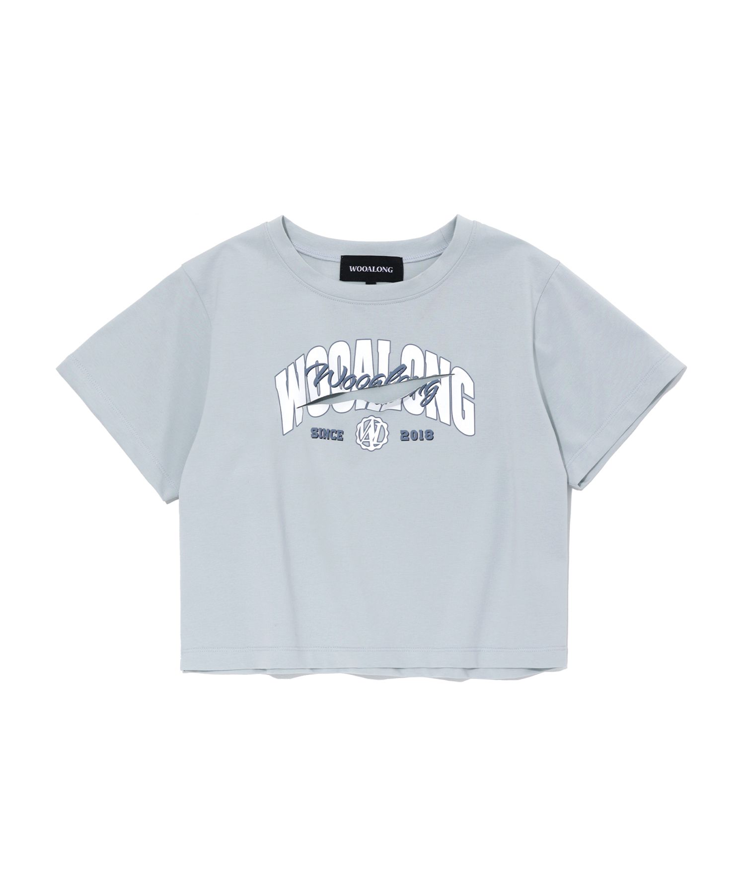 ●WOOALONG●LETTERING SLIT SPAN CROP T-SHIRT 2色 クロップ MUSINSA | WOOALONG Lettering slit span crop T-shirt - MINT