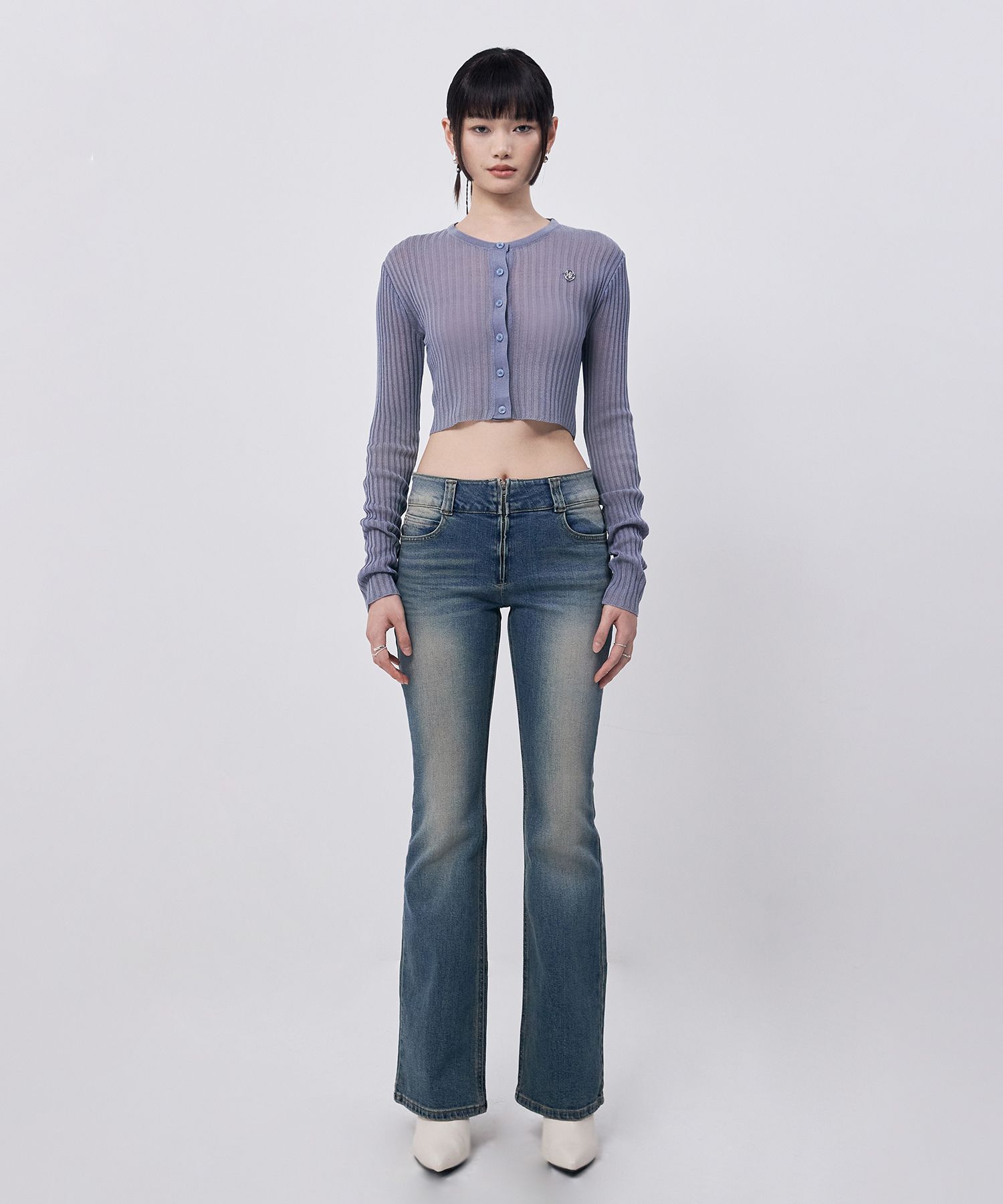【WOOALONG】 Western washed boots-cut denim pants MUSINSA | WOOALONG Western washed boots-cut denim pants - BLUE