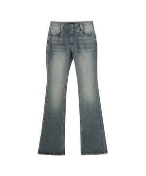 Western washed boots-cut denim pants - BLUE