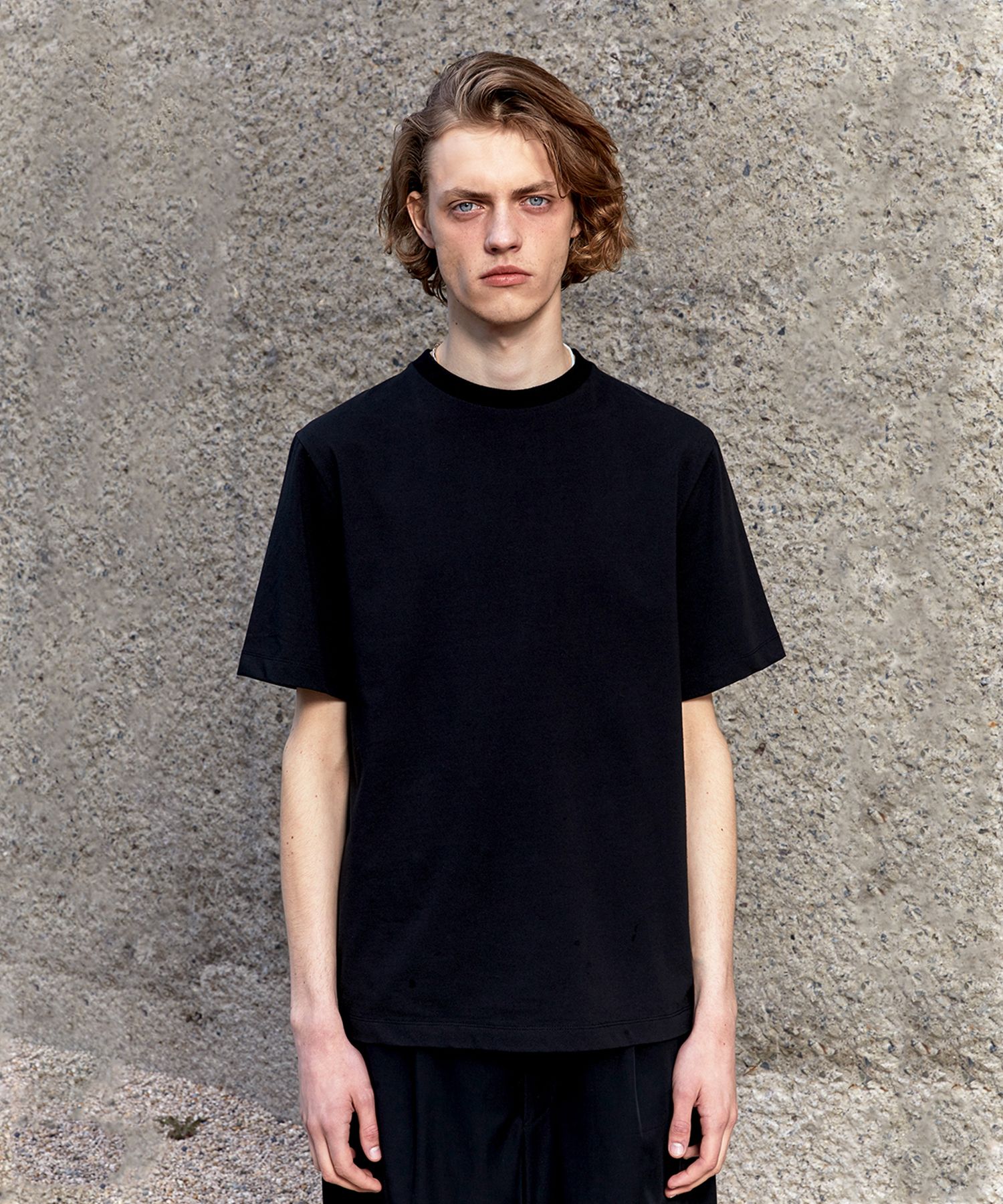 ◆WOOALONG◆Cursive lettering back chiffon T-shirt MUSINSA | WOOALONG Cursive lettering back chiffon T-shirt