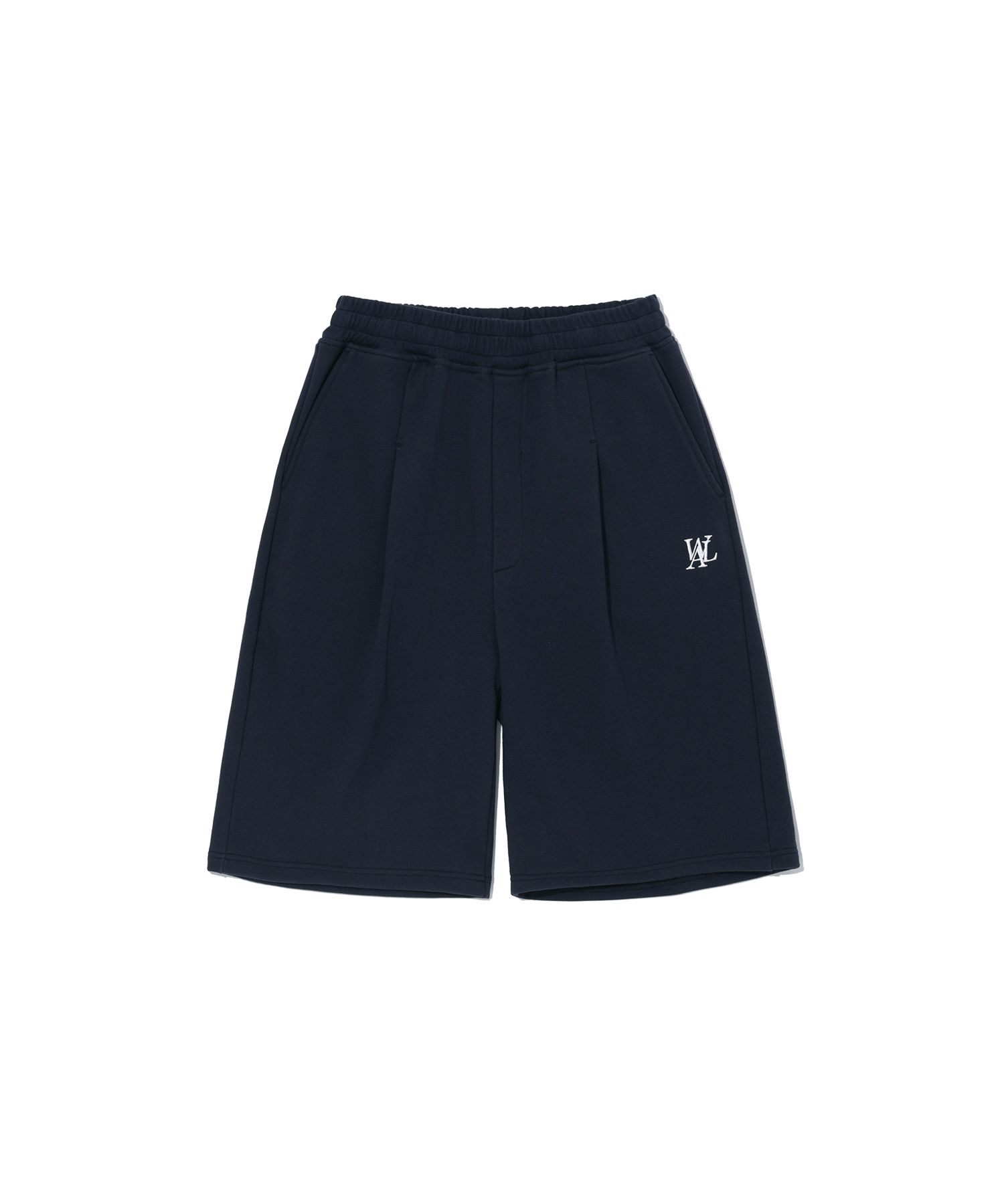 ★23SS★【WOOALONG】★Signature daily tuck half pant.s★ MUSINSA | WOOALONG Signature daily tuck half pants - NAVY