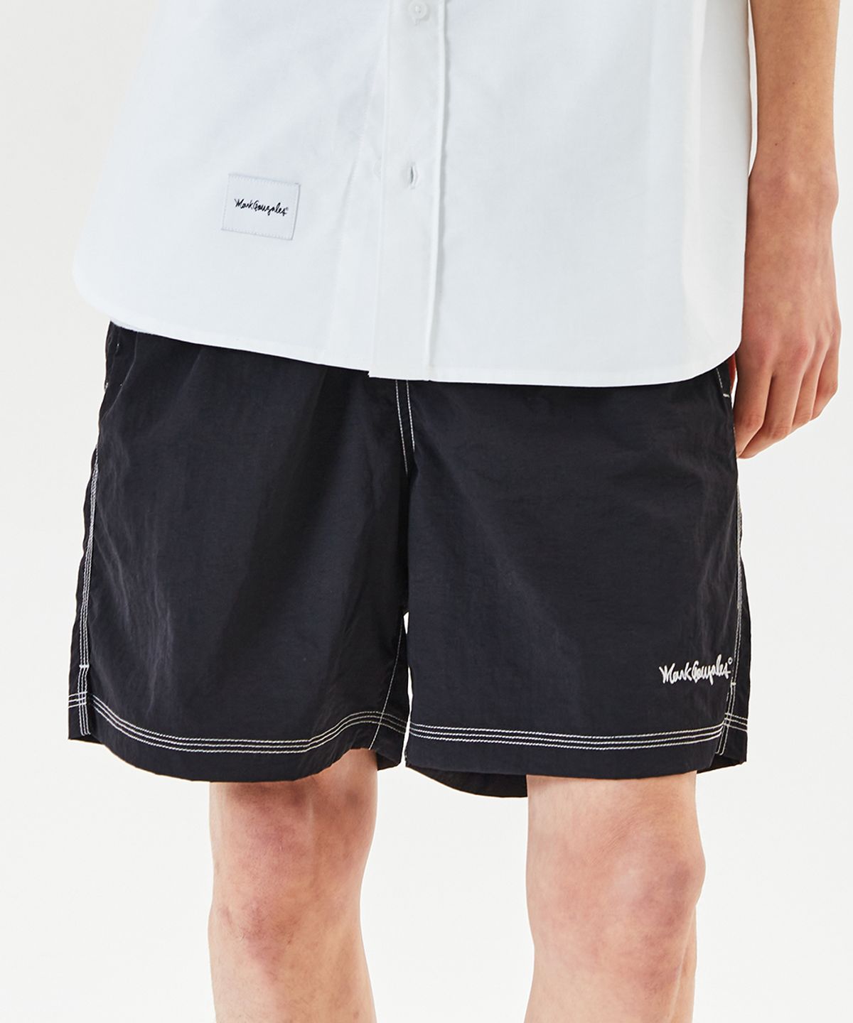 마크곤잘레스(MARK GONZALES) NYLON STITCH DETAIL SHORT - BLACK