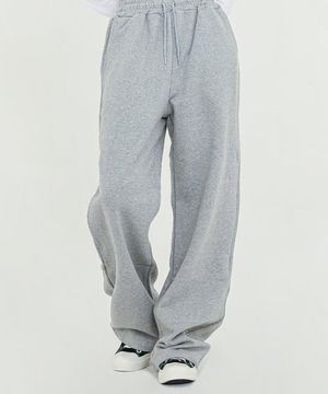 코튼 와이드 스웨트 팬츠 그레이
