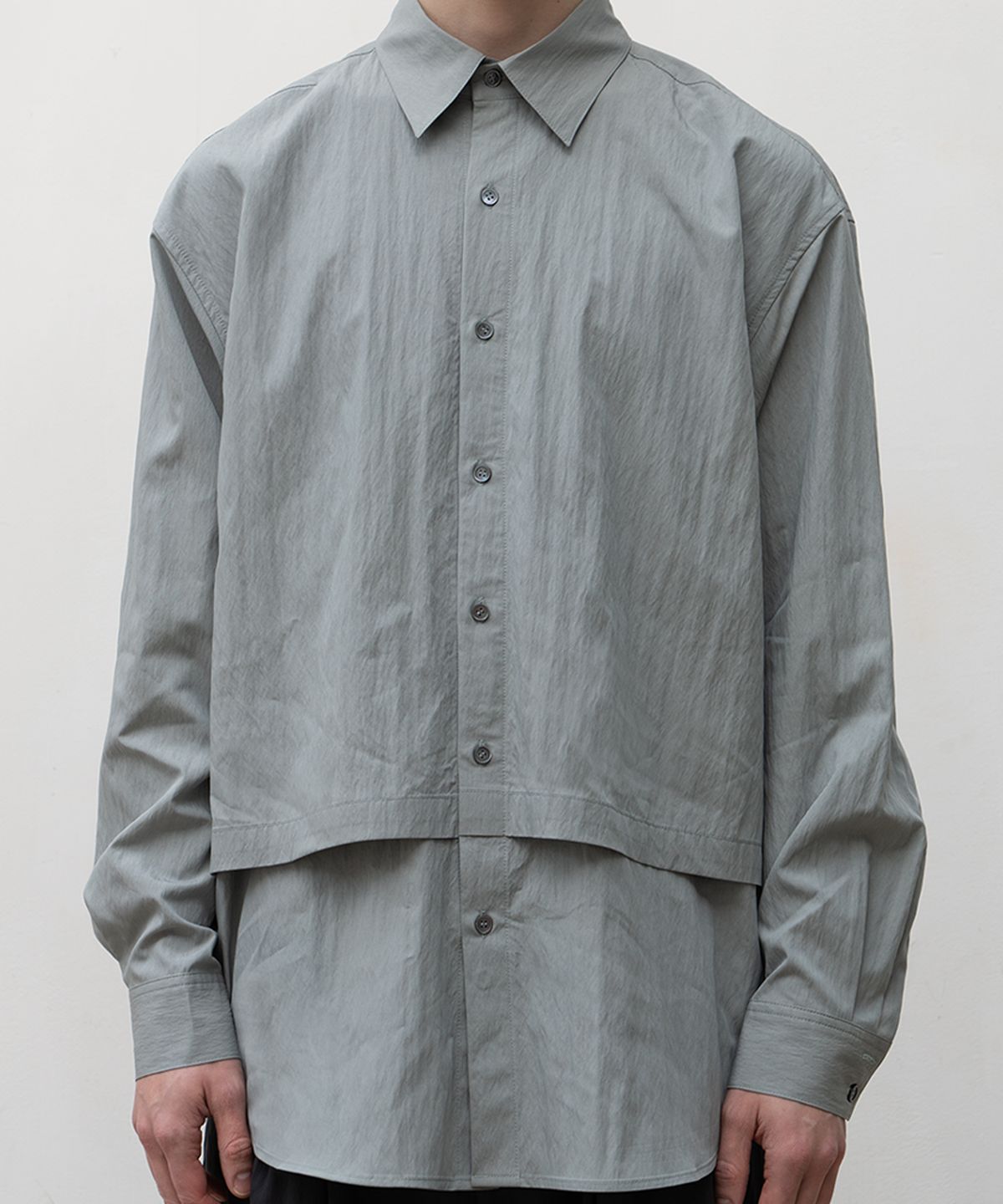 우석(WOOSUK) Layered Shirt (Mintgrey)