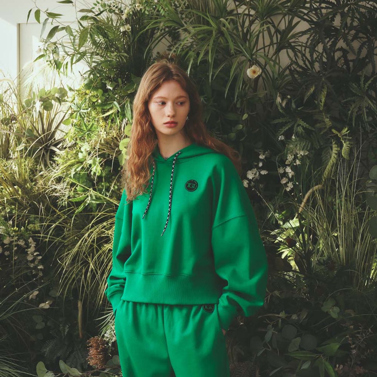 더그린랩(THE GREEN LAB) 크롭 후디 [그린]