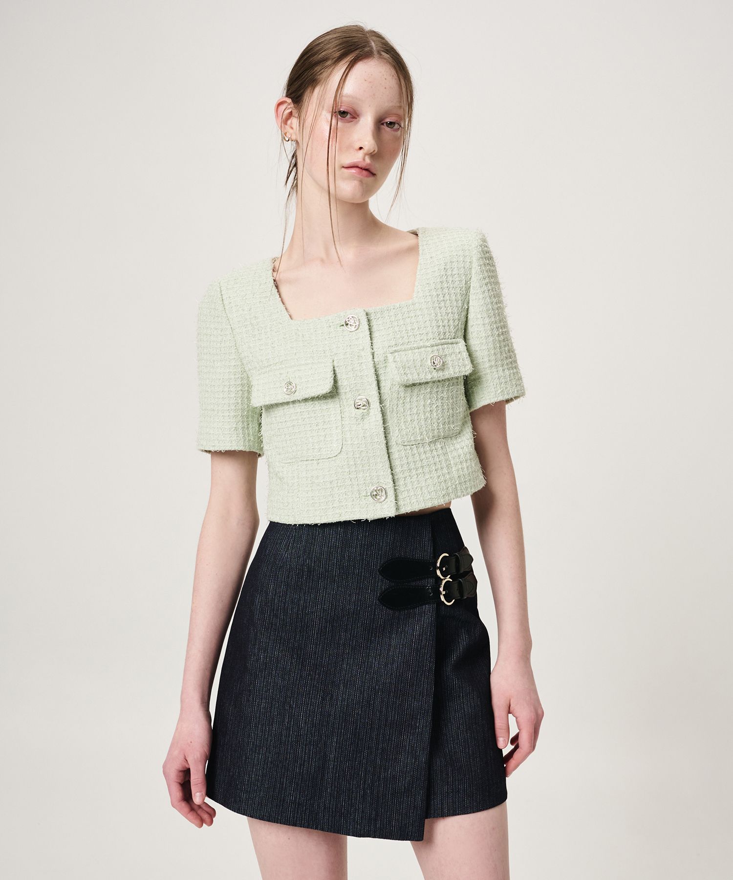 ミニスカート [ ETMON ] Buckle Wrap Mini Skirt, Black Indigo MUSINSA | ETMON Buckle Wrap Mini Skirt, Black Indigo