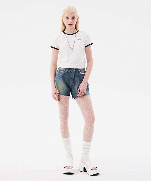 ★2023SS新作★KIRSH★CHERRY HOTFIX DETAIL DENIM SHORT PANTS MUSINSA | KIRSH Cherry Hotfix Detail Denim Short Pants [Blue]