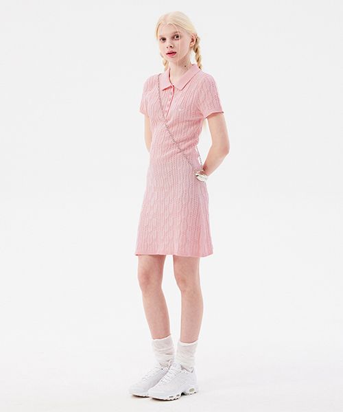 ★2024SS新作★KIRSH★SMALL CHERRY CABLE KNIT DRESS SMALL CHERRY CABLE KNIT DRESS [BEIGE] - KIRSH | 60% - Asian