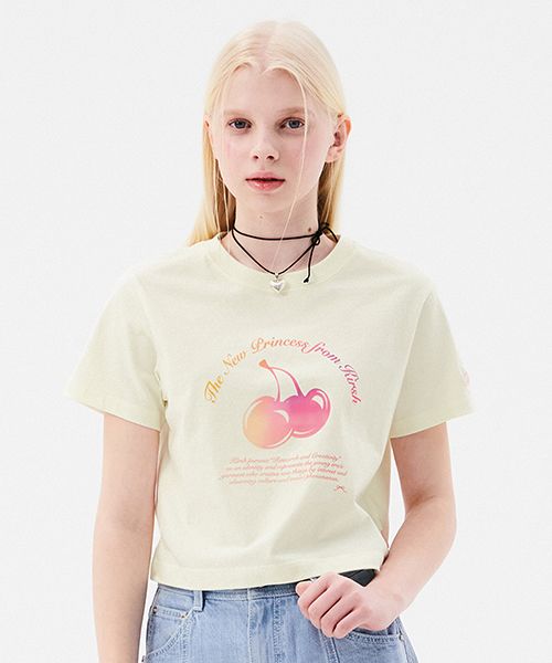 ★KIRSH★ Kirsch Plain Cherry Arch Logo T-Shirt Ivory MUSINSA | KIRSH Kirsch Plain Cherry Arch Logo T-Shirt [White]