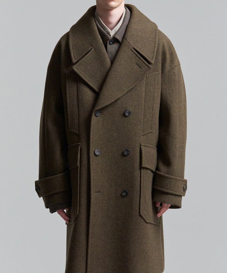 Oversized Double Coat (Dark Olive)