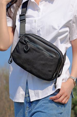 트래블러 슬링백 바디백 여행 크로스백 데일리 힙색 멀티 파우치 - 라지 블랙