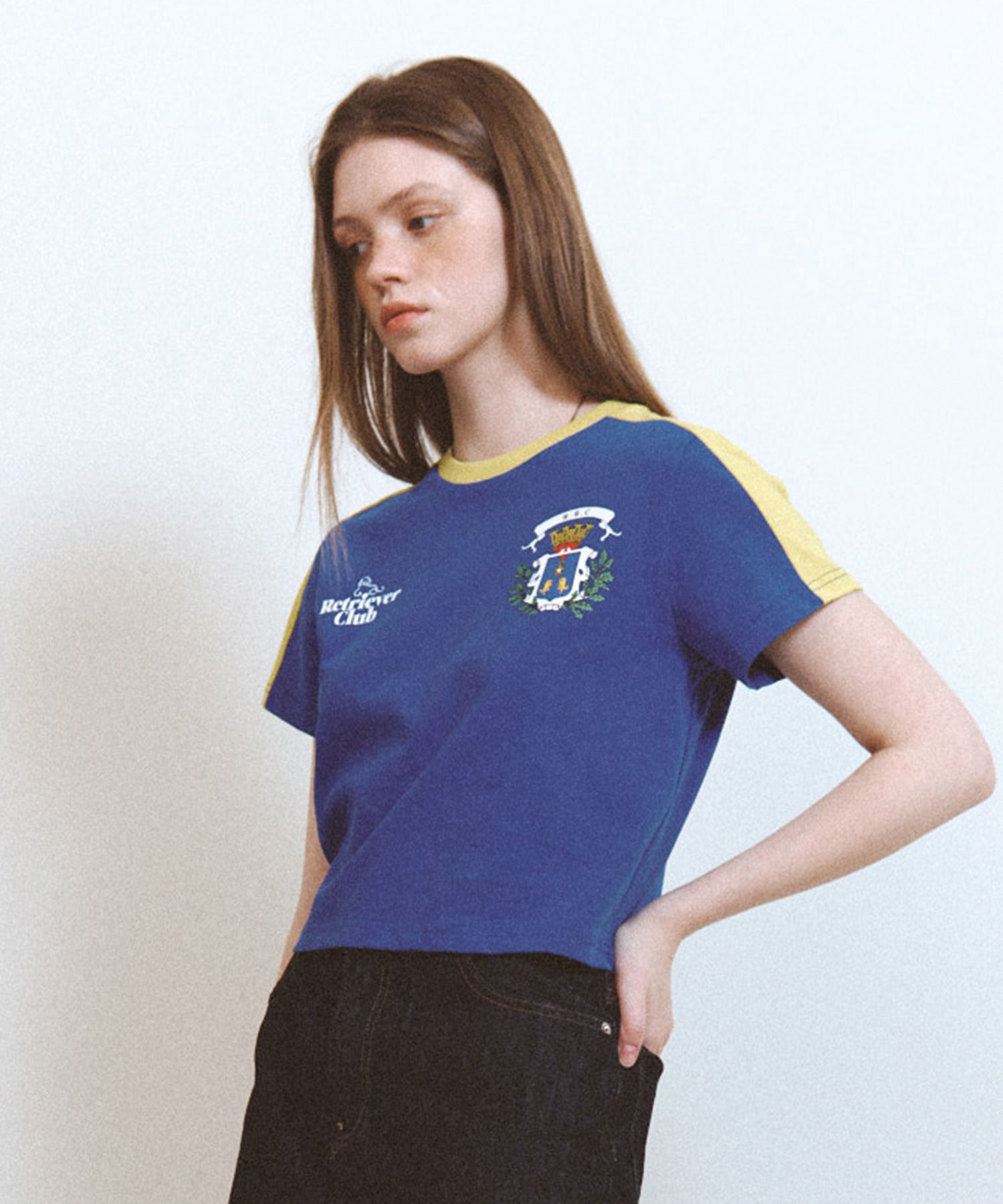 RETRIEVER CLUB☆CROWN SOCCER CROP TEE MUSINSA | RETRIEVER CLUB CROWN SOCCER CROP TEE [BLUE]