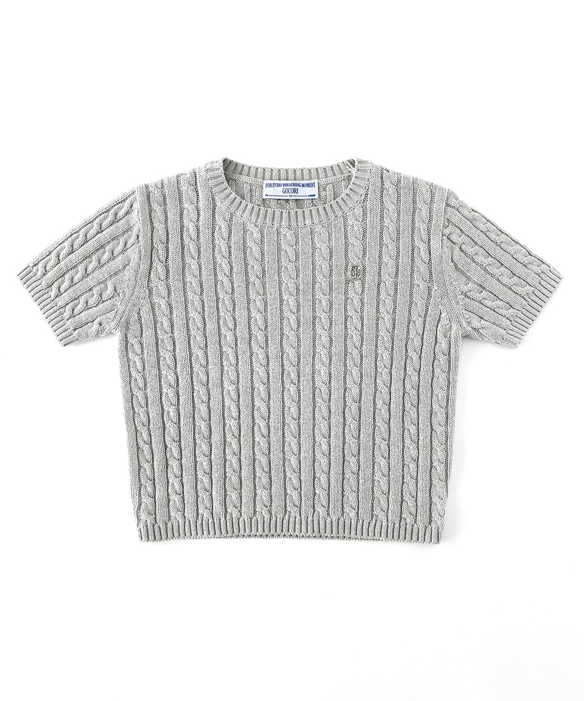고코리(GOCORI) LOGO CABLE KNIT TOP - GRAY 니트 탑