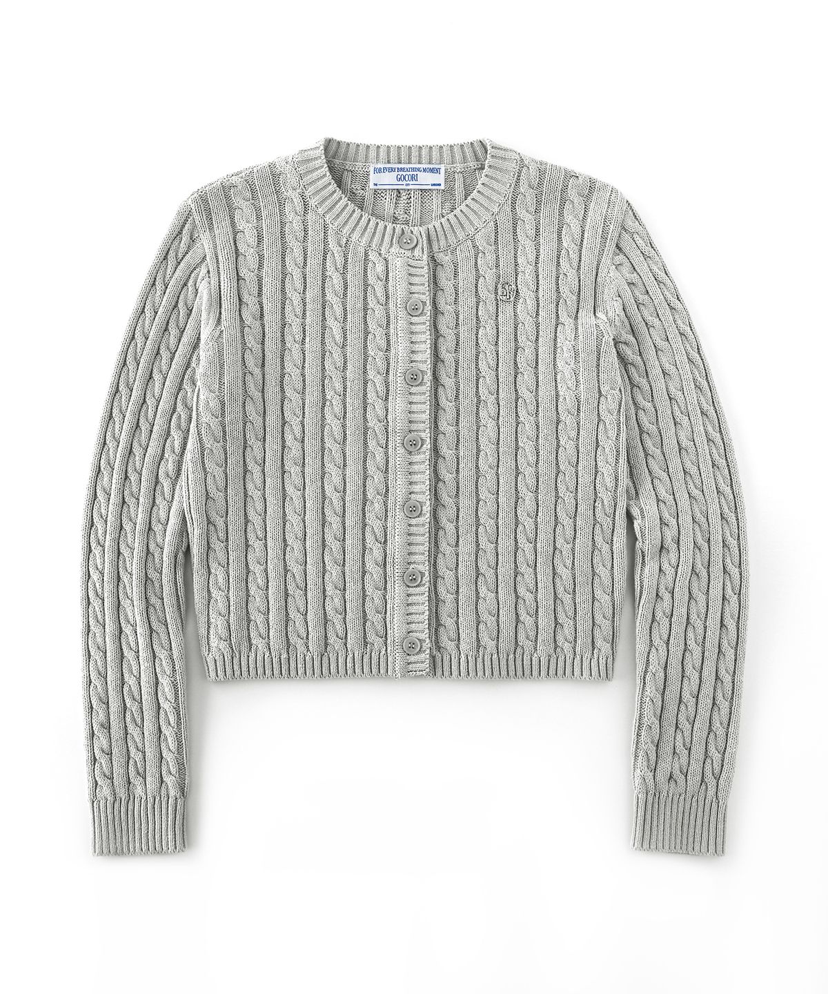 고코리(GOCORI) LOGO CABLE KNIT CARDIGAN - GRAY 코튼 가디건
