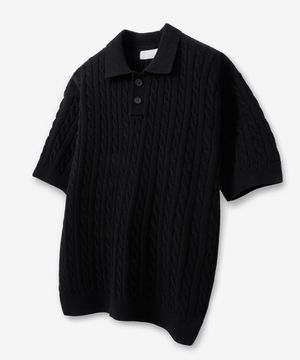 소프트코튼 케이블 카라 니트 [블랙]