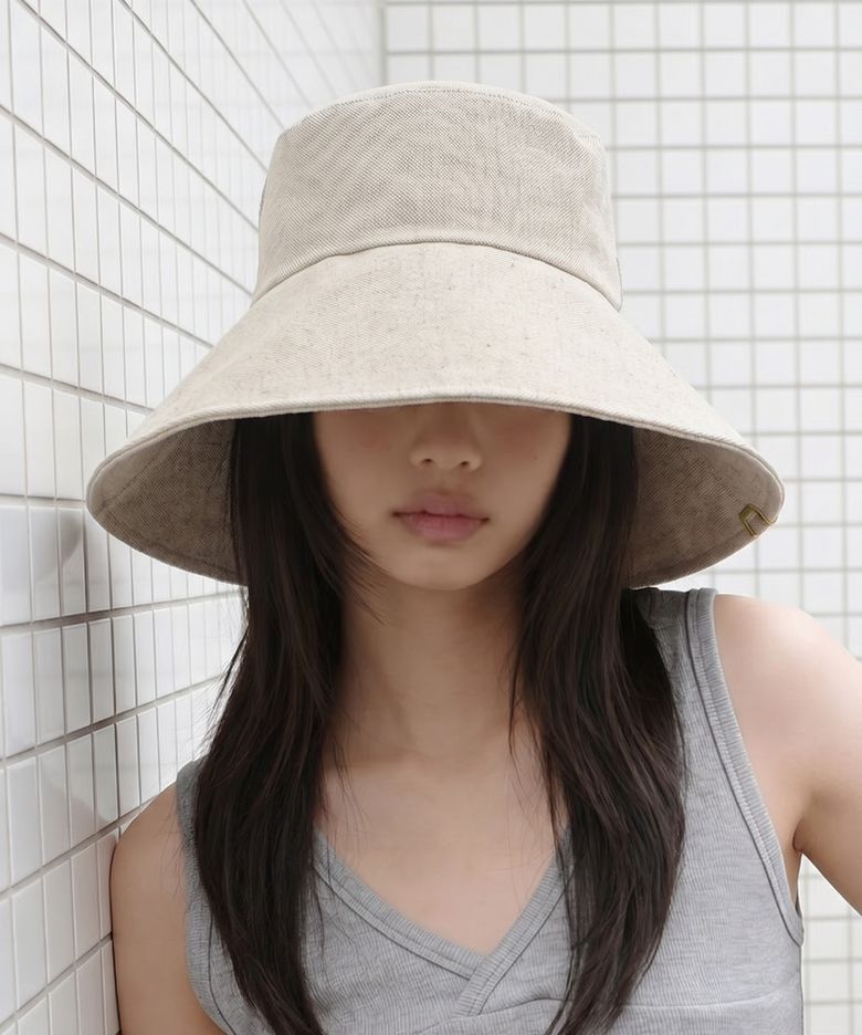 와이드 챙 햇빛 차단 여름 여성 버킷햇 WIDE BUCKET / BIG EYE LINEN / SAND BEIGE
