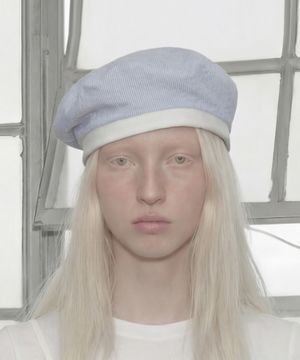 여름 시어서커 스트랩 베레모 PLATE BERET / STRAP / LINE SEERSUCKER / SKY