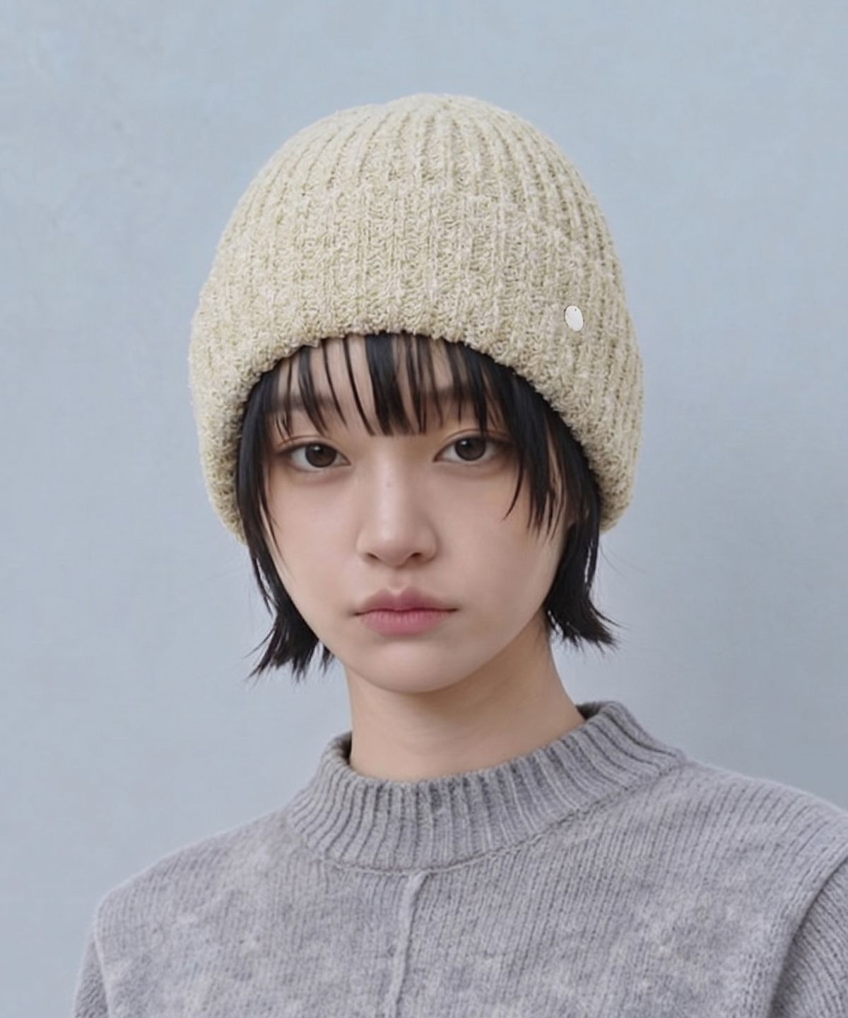 언더컨트롤 스튜디오(UNDERCONTROL STUDIO) 멜란지 팝 컬러 코튼 자개 라벨 사계절 여름 모자 STICK RIB BEANIE / POP COTTON / MELANGE OLIVE