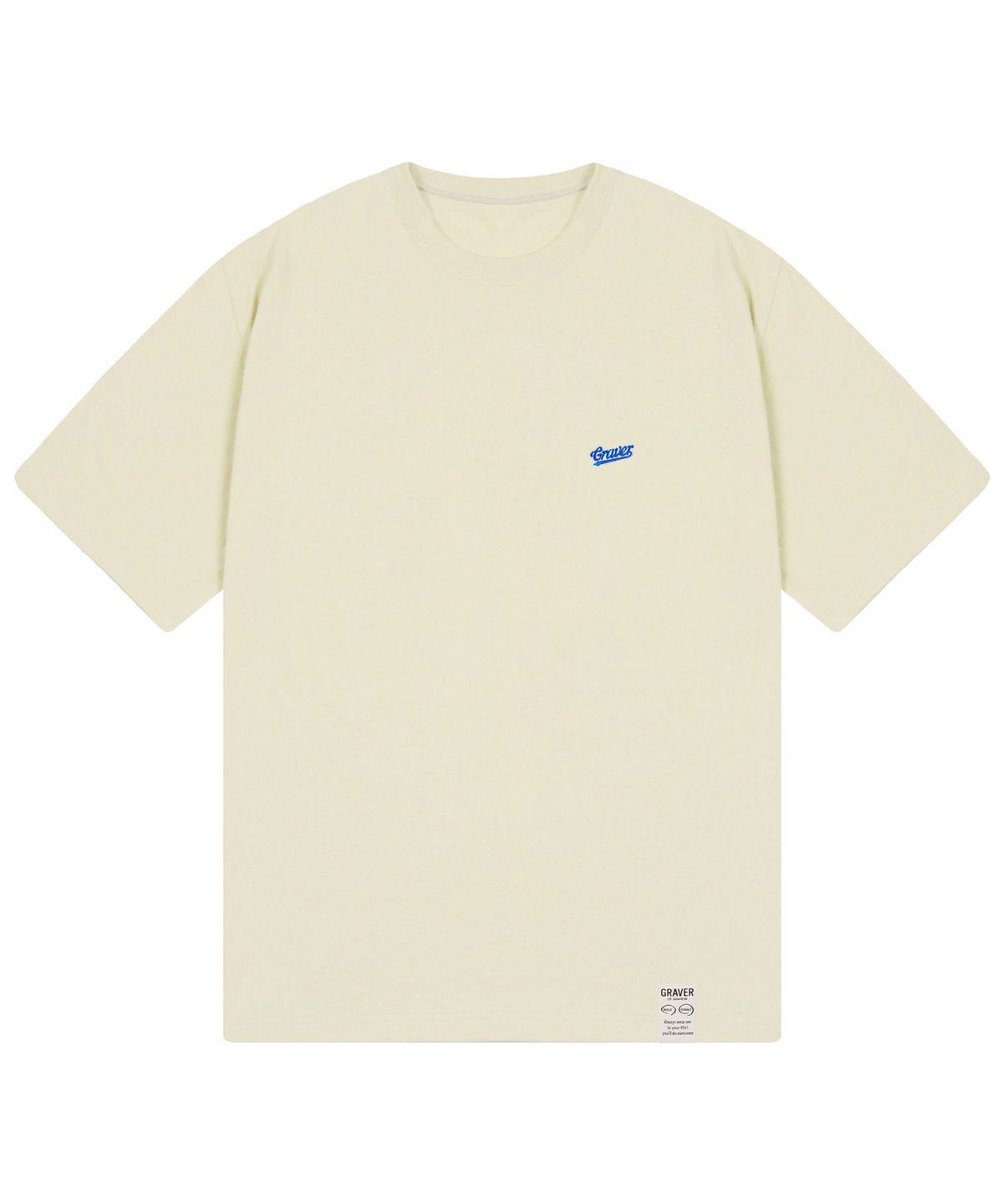 그레이버(GRAVER) [UNISEX]베이스볼 블루 로고 자수 반팔티_샌드베이지