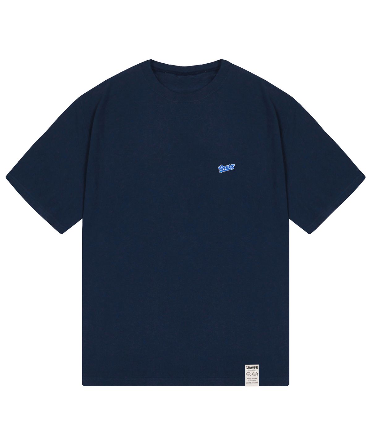 그레이버(GRAVER) [UNISEX]]베이스볼 블루 로고 자수 반팔티_네이비