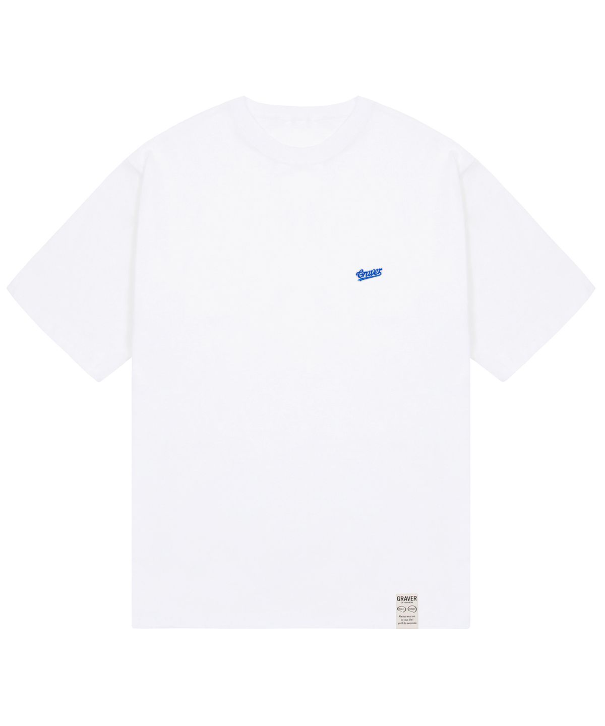 그레이버(GRAVER) [UNISEX]베이스볼 블루 로고 자수 반팔티_화이트