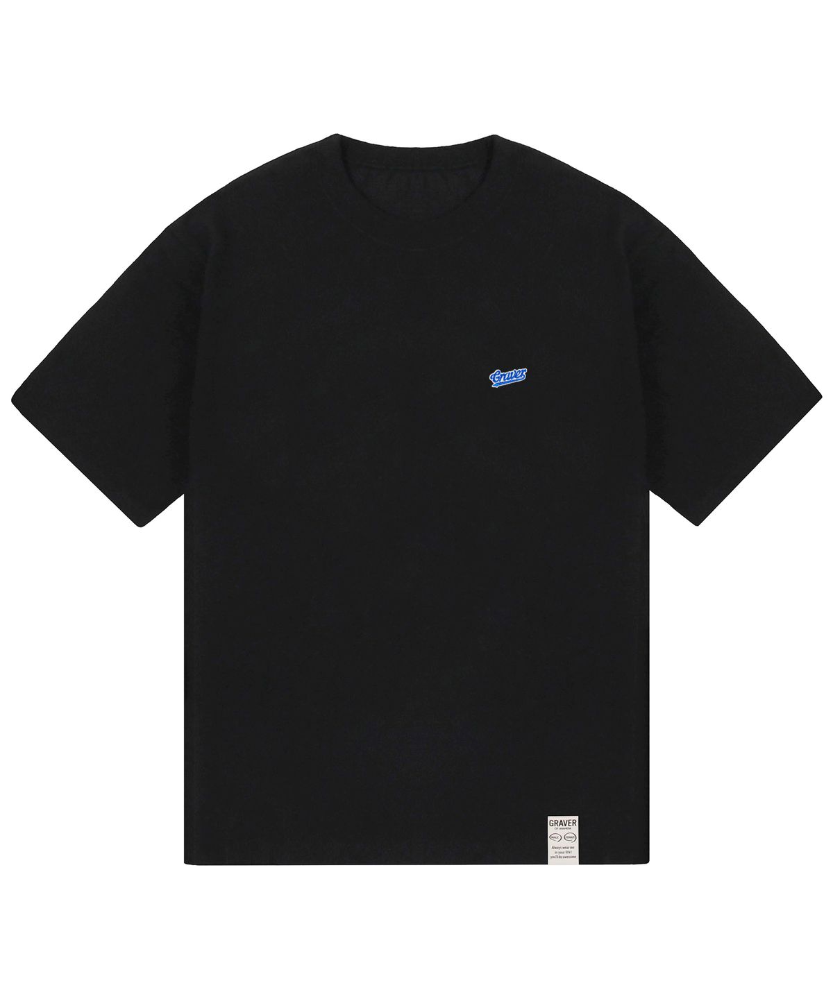 그레이버(GRAVER) [UNISEX]베이스볼 블루 로고 자수 반팔티_블랙