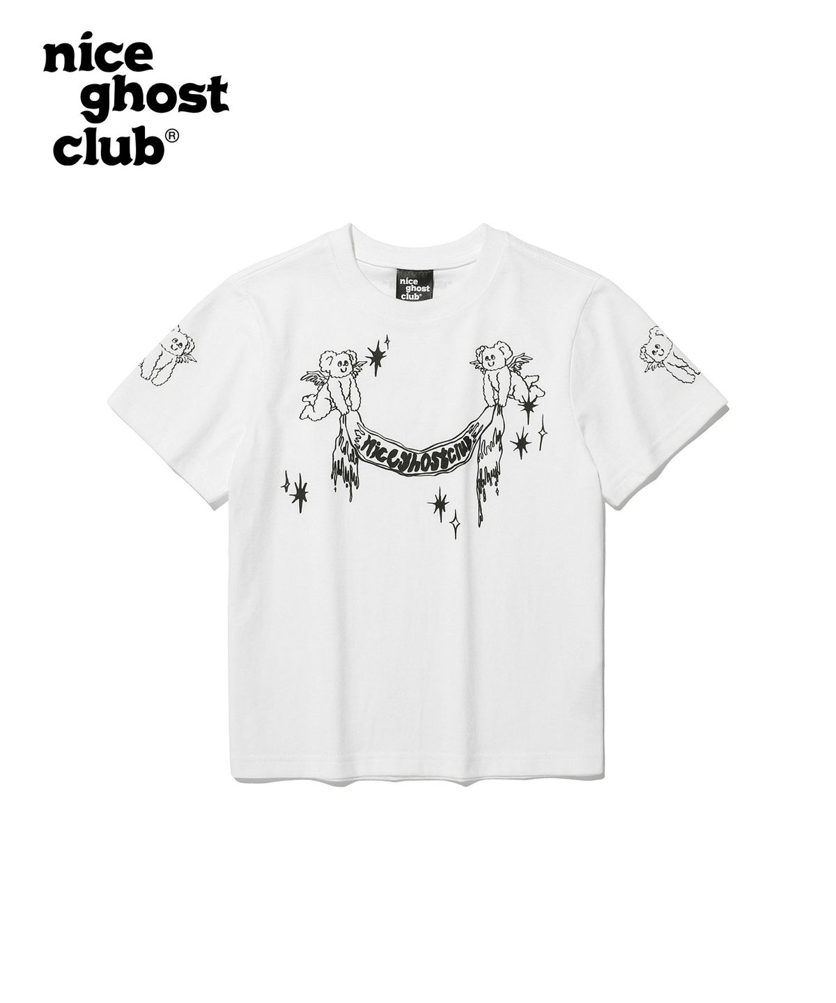 나이스고스트클럽 키즈(NICE GHOST CLUB KIDS) 키즈 헤븐리 베어 엔젤 티셔츠_화이트(NG2DMCT503A)