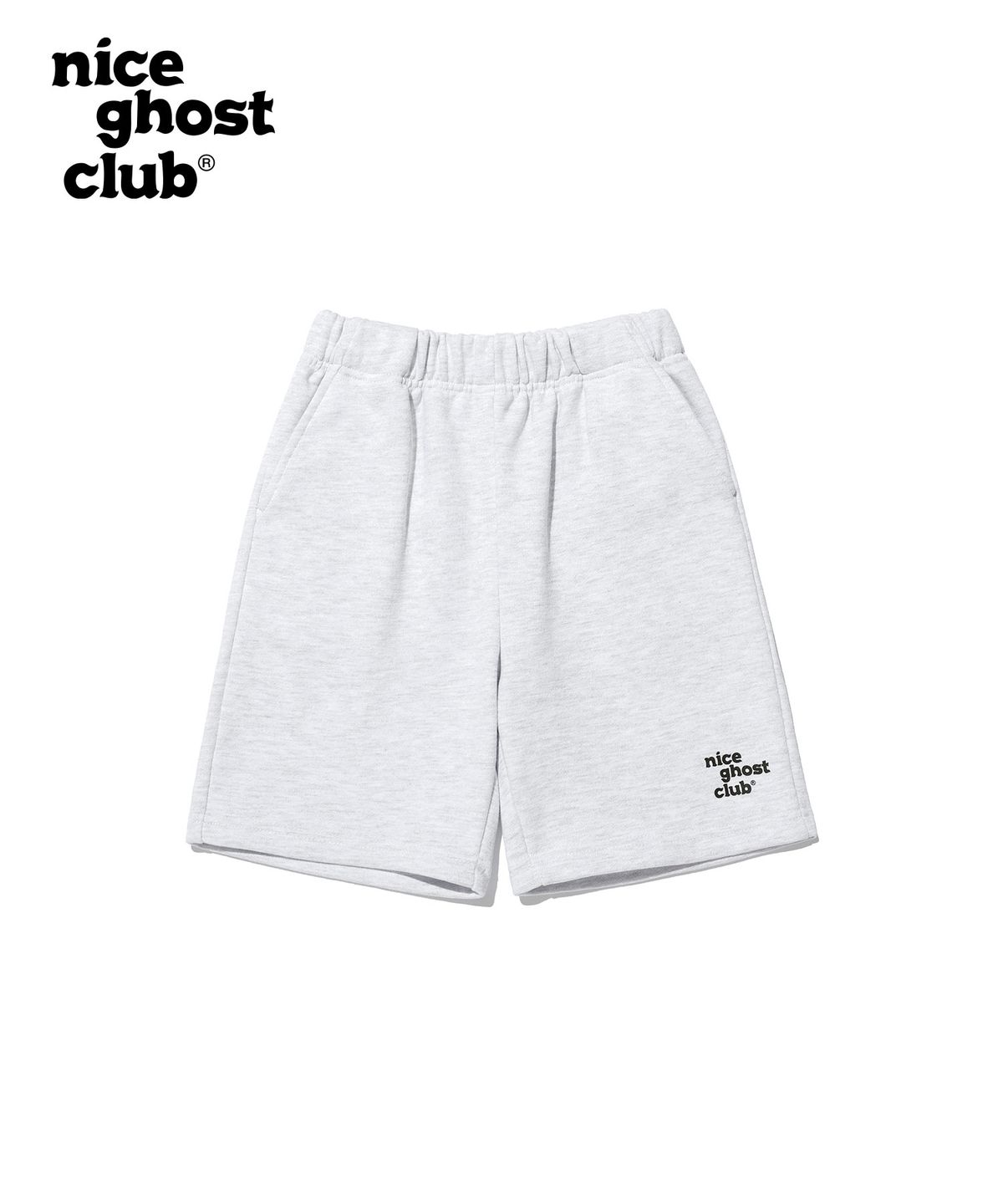 나이스고스트클럽 키즈(NICE GHOST CLUB KIDS) 키즈 오리지널 로고 스웻 숏 팬츠_라이트그레이(NG2DMCPA63A)