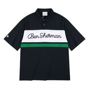 남성 카라 가슴배색 반팔 티셔츠 네이비 BNBTS212M