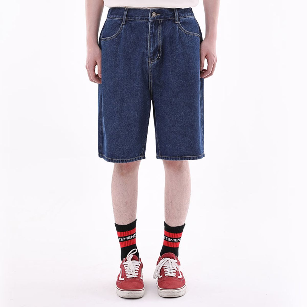 쿨트(KULTE) WIDE BURMUDA DENIM SHORT 딥인디고