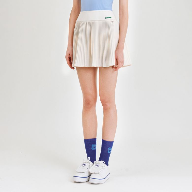 Semi High Waist Pleats Culottes_Ivory