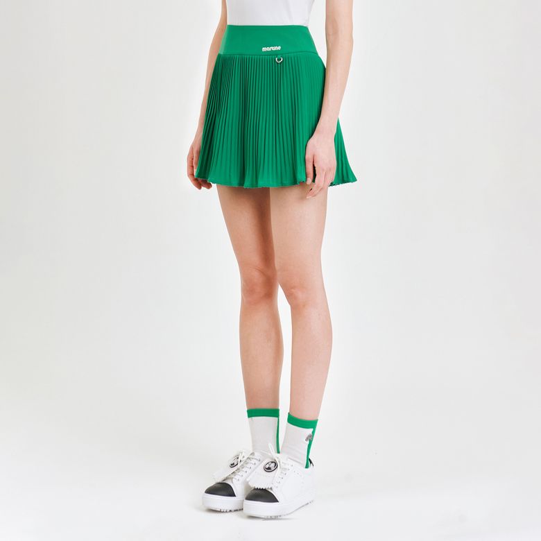 Semi High Waist Pleats Culottes_Green