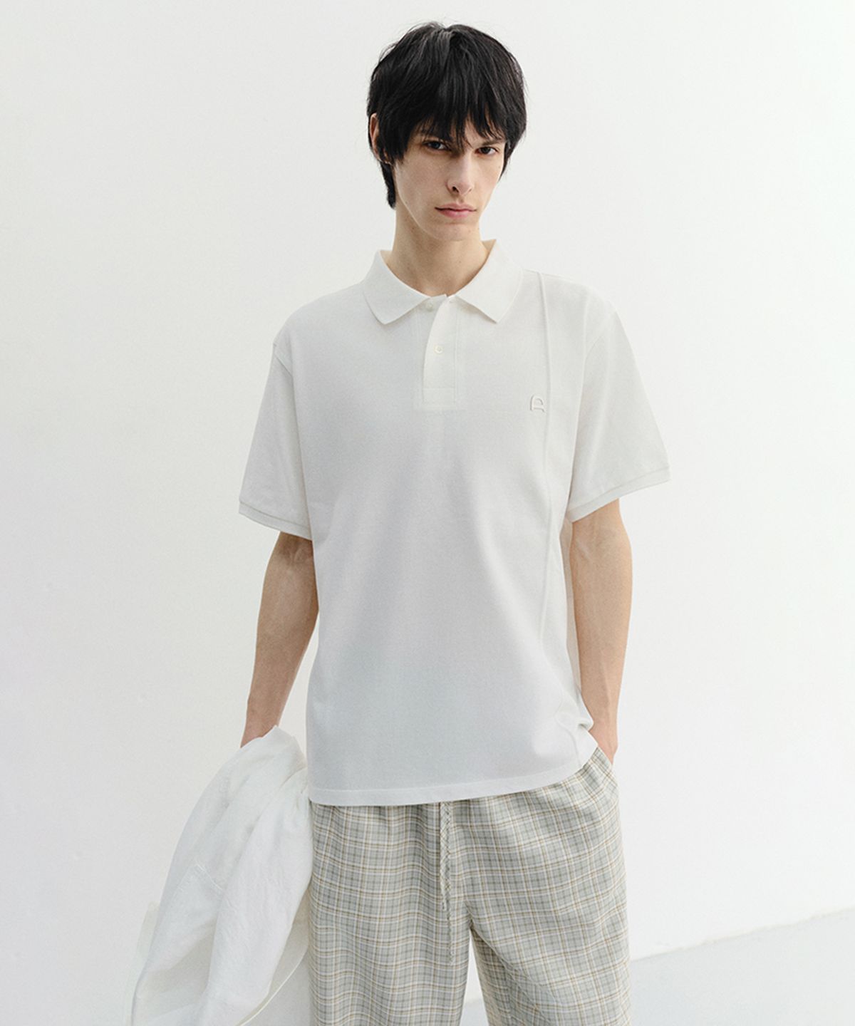 던스트 포 맨(DUNST FOR MEN) LEATHER LOGO POLO SHIRT_UNISEX_UDTS6B122_OFF WHITE