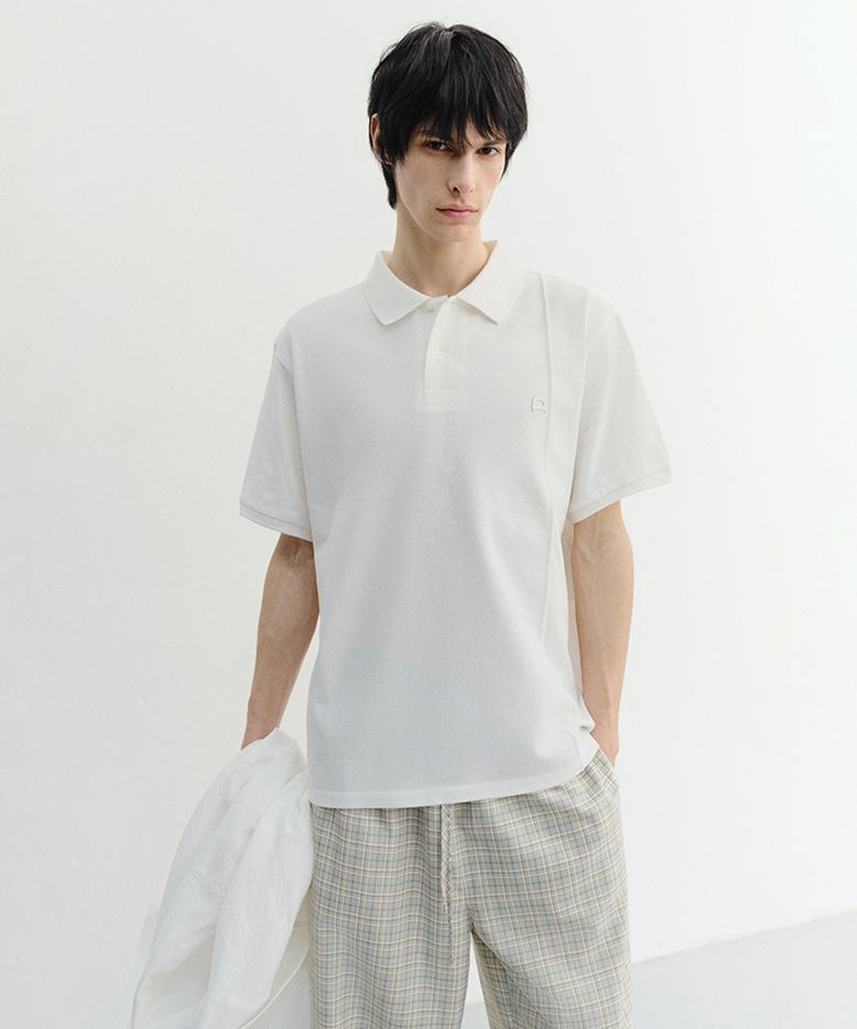 LEATHER LOGO POLO SHIRT_UNISEX_UDTS6B122_OFF WHITE