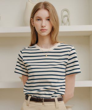 베이직 스트라이프 티셔츠 _아이보리/ BASIC STRIPE T-SHIRT_IVORY