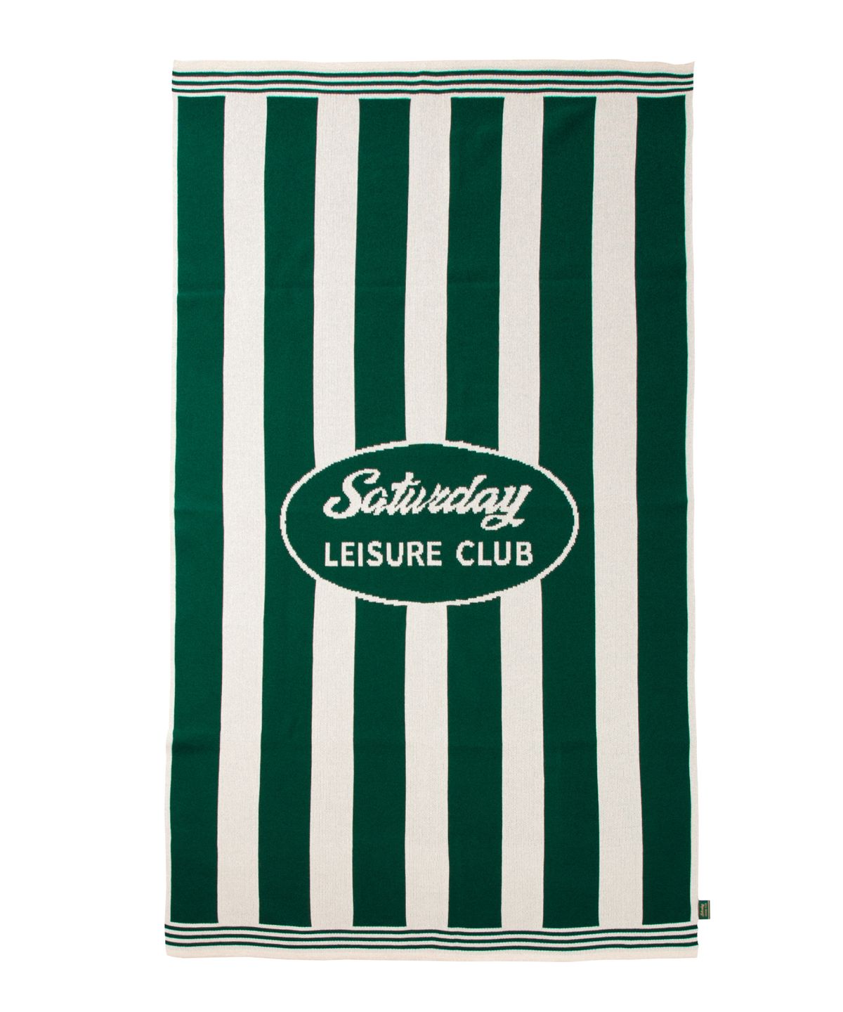 세러데이 레저 클럽(SATURDAY LEISURE CLUB) Knit Leisure Mat & Blanket - British Racing Green & Ivory Stripe