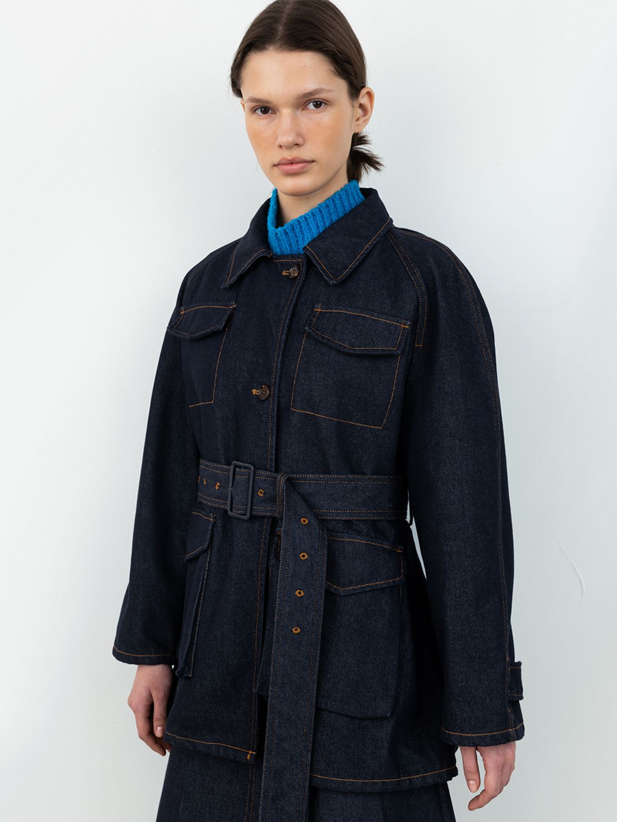레이스(RRACE) Denim 4 Button Blazer_Blue