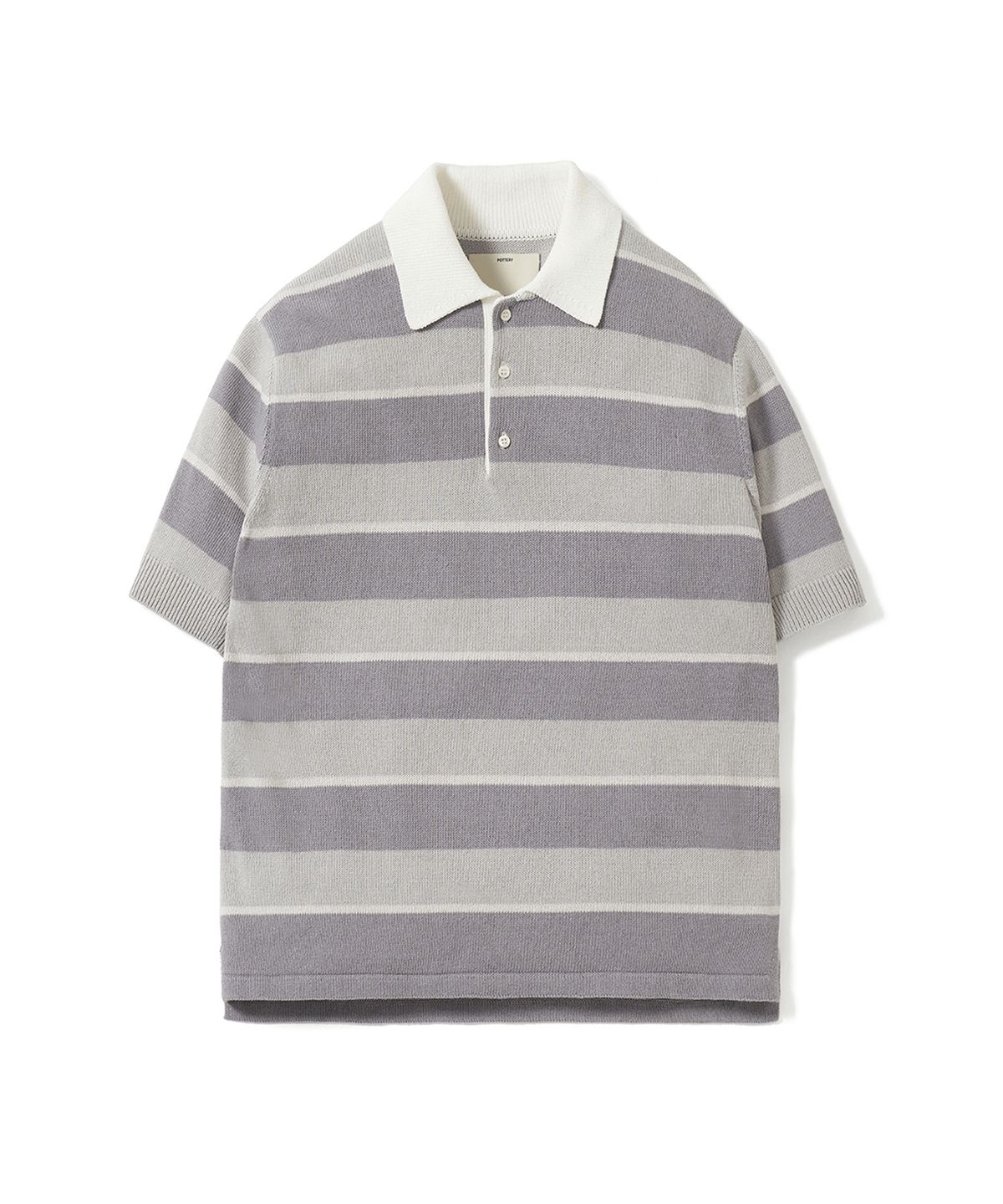 포터리(POTTERY) Short Sleeve Rugby Polo Knit (Light Gray)