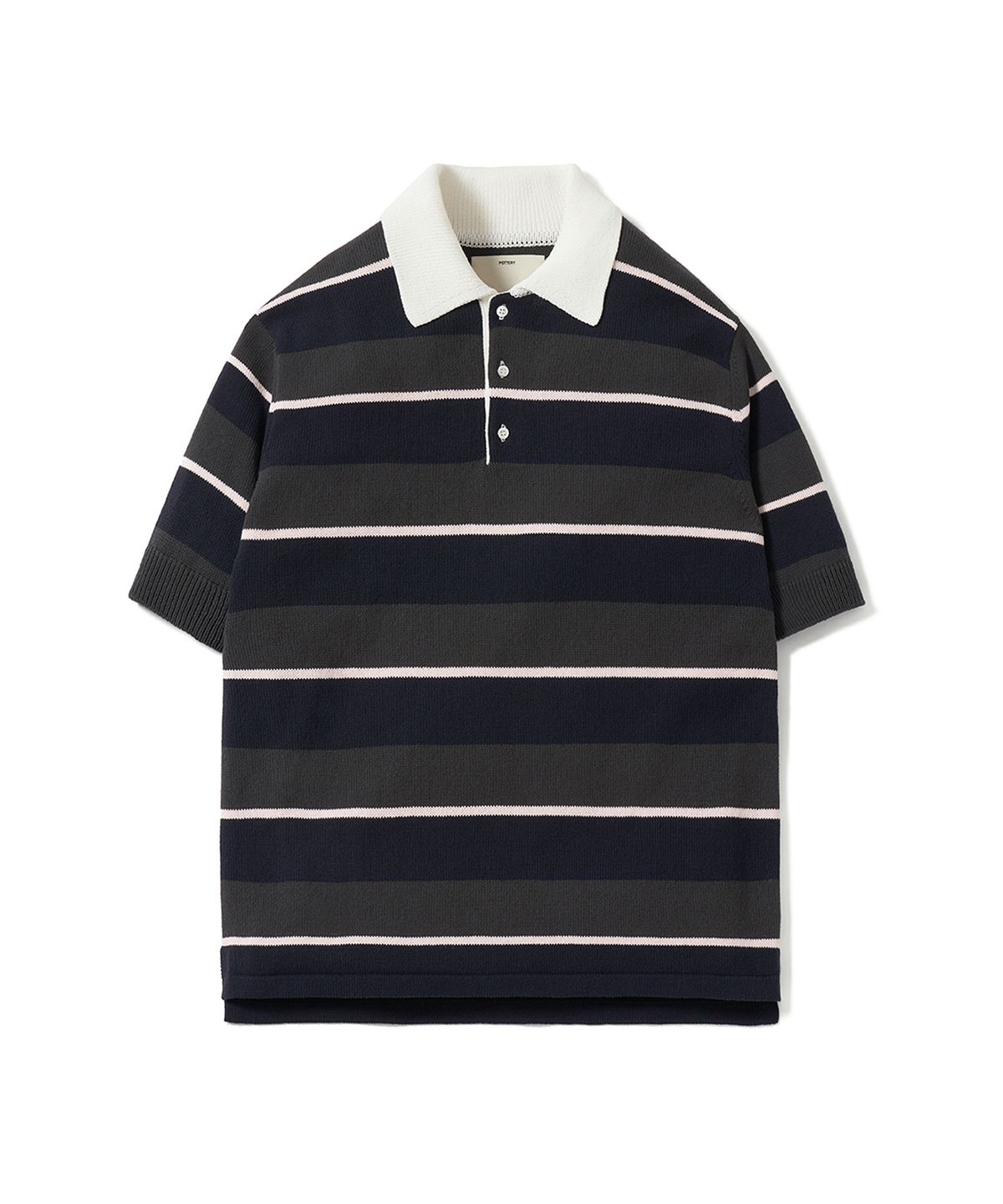 포터리(POTTERY) Short Sleeve Rugby Polo Knit (Dark Navy)
