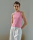 RIBBED HALTER NECK SLEEVELESS PINK