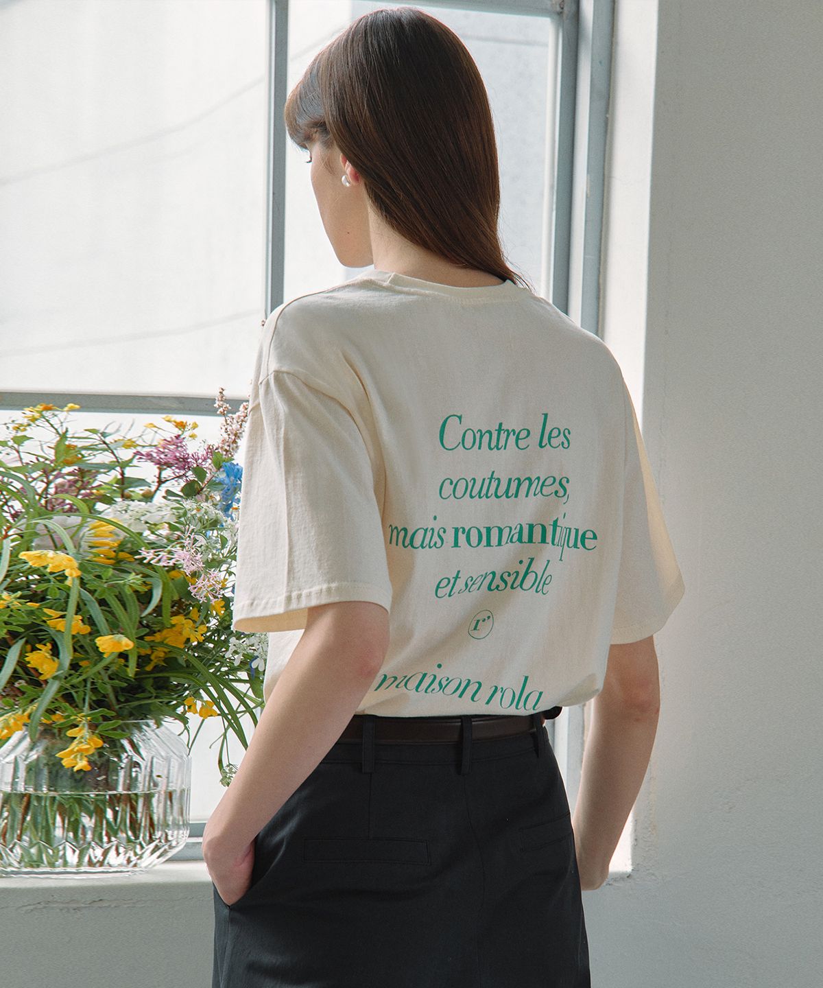 로라로라(ROLAROLA) MAISON DE ROLA LOOSE FIT T-SHIRTS IVORY
