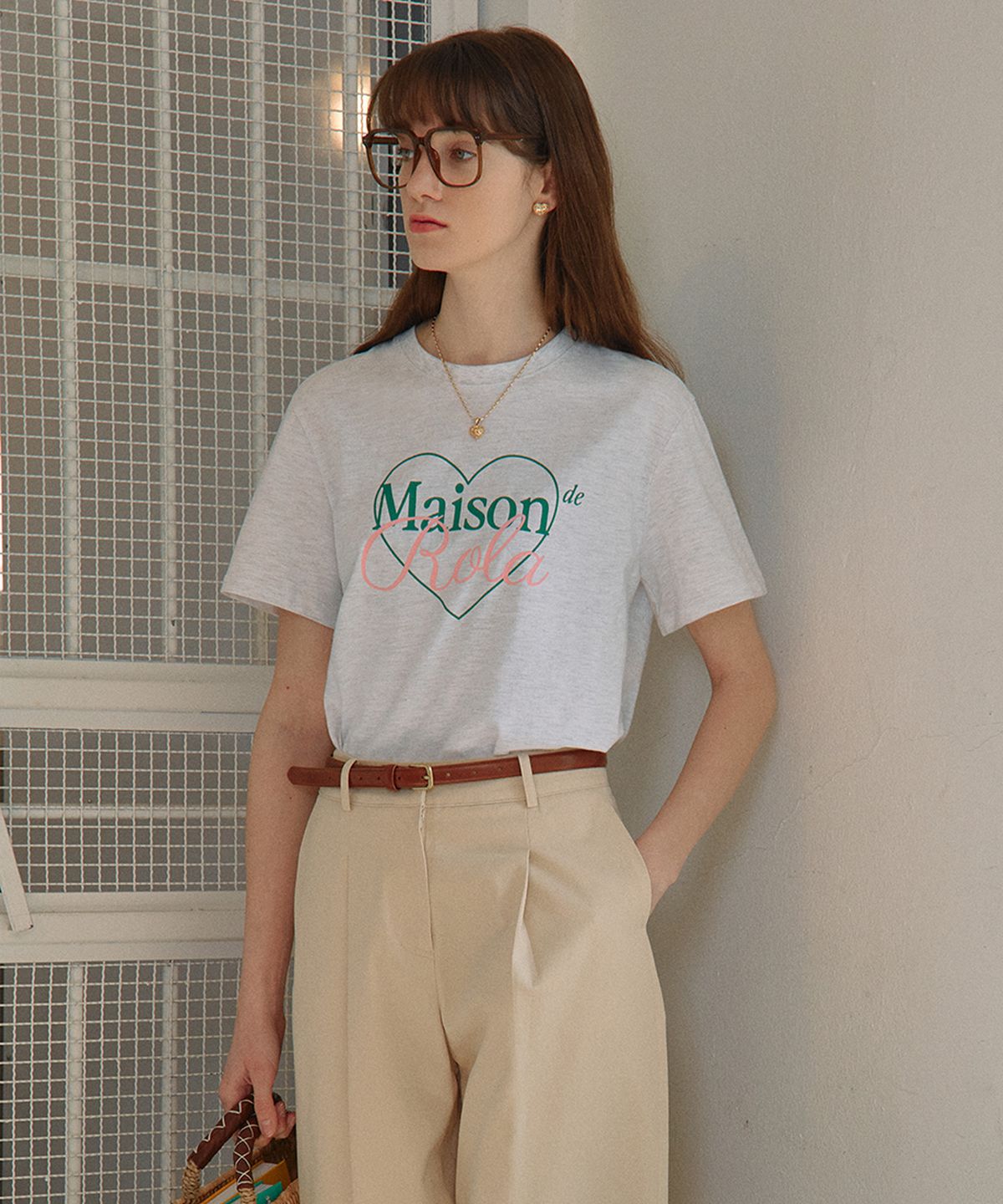 로라로라(ROLAROLA) OUTLINE MAISON DE ROLA T-SHIRTS MELANGE GRAY